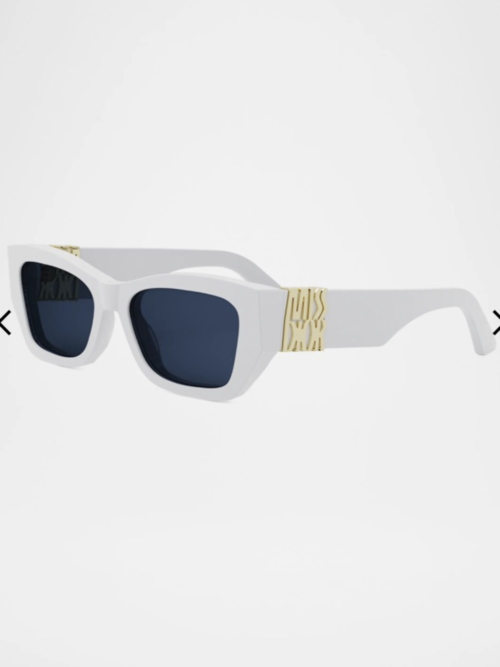 Dior White Rectangular Sunglasses with Dark Lenses